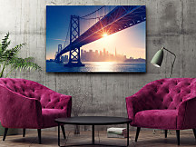 Obraz na stenu Konštrukcia mosta, most bridge mrakodrapy skyscrapers